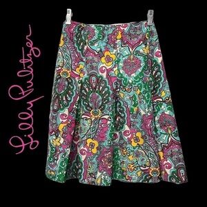 LILLY PULITZER VINTAGE SKIRT SZ.10 EUC, SILK & COTTON BLEND, FULLY LINED